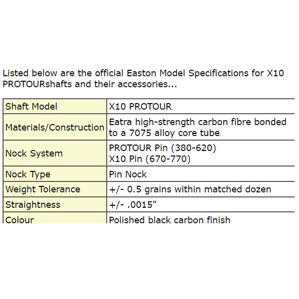 Easton X10 PROTOUR shafts (doz)